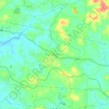 Pattimattom topographic map, elevation, terrain
