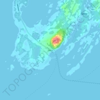 Tjøtta topographic map, elevation, terrain