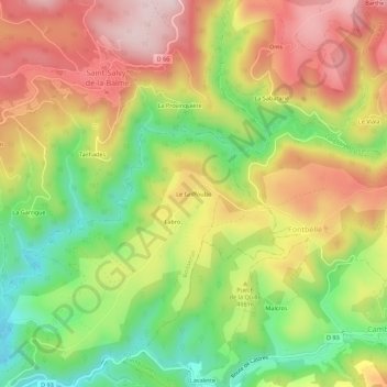 Le Griffoulas topographic map, elevation, terrain