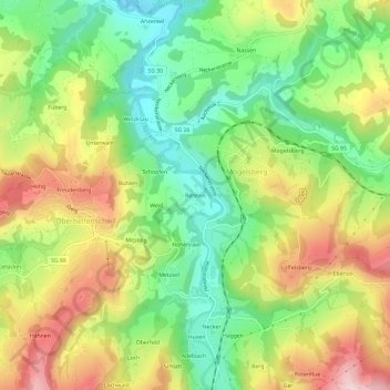 Rennen topographic map, elevation, terrain