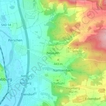 Neusath topographic map, elevation, terrain