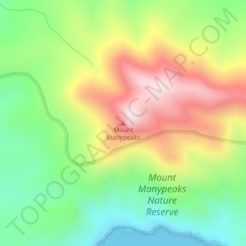 Mount Manypeaks topographic map, elevation, terrain