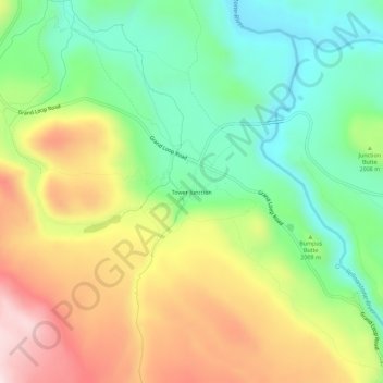 Tower Junction topographic map, elevation, terrain