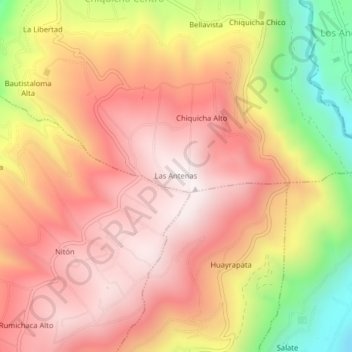 Las Antenas topographic map, elevation, terrain