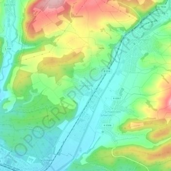 Horheim topographic map, elevation, terrain