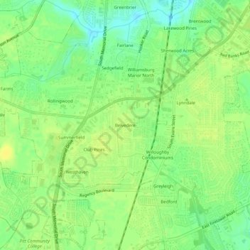 Belvedere topographic map, elevation, terrain