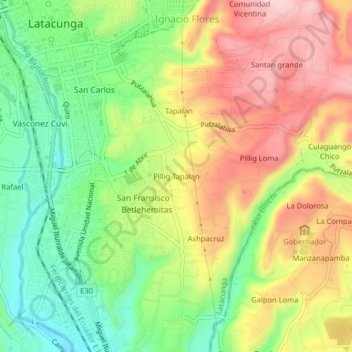Pillig Tapalan topographic map, elevation, terrain
