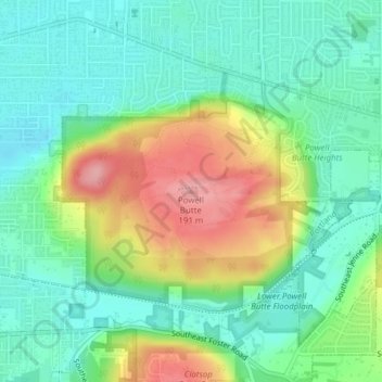Powell Butte topographic map, elevation, terrain