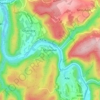 Mouzaive topographic map, elevation, terrain