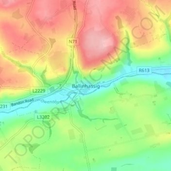 Ballinhassig topographic map, elevation, terrain