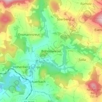Böhmzwiesel topographic map, elevation, terrain