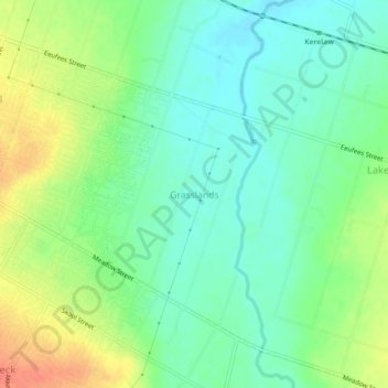 Grasslands topographic map, elevation, terrain