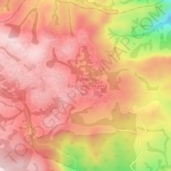 Bangang Fokam topographic map, elevation, terrain