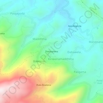 Thennahena topographic map, elevation, terrain