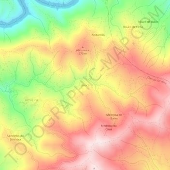 Urraca topographic map, elevation, terrain