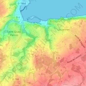Ar Vouster topographic map, elevation, terrain