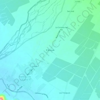 El Bosque topographic map, elevation, terrain