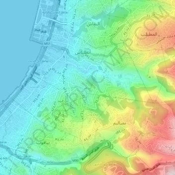Mezher topographic map, elevation, terrain