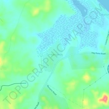 Timberlands topographic map, elevation, terrain