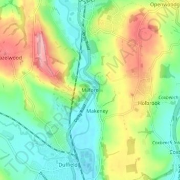 Milford topographic map, elevation, terrain