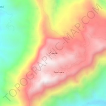 Coyutla topographic map, elevation, terrain