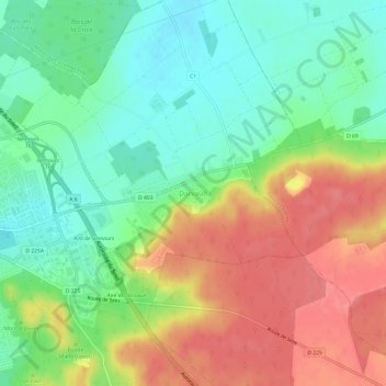 Darvault topographic map, elevation, terrain