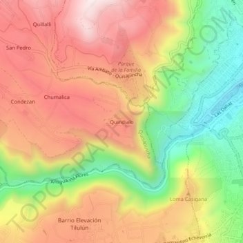 Quindialo topographic map, elevation, terrain