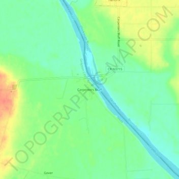 Carpenters Bluff topographic map, elevation, terrain