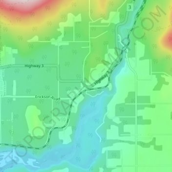 Erickson topographic map, elevation, terrain