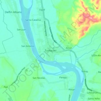 Tumauini topographic map, elevation, terrain