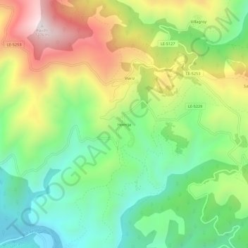 Hornija topographic map, elevation, terrain