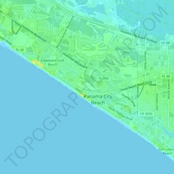 Long Beach Resort topographic map, elevation, terrain