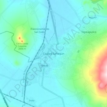 Ciudad Sahagún topographic map, elevation, terrain
