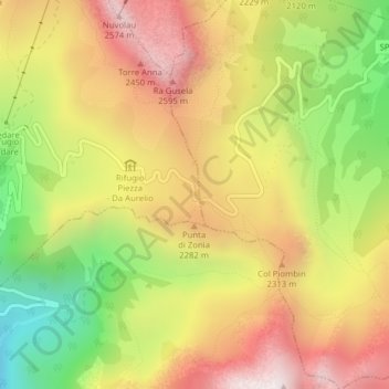 Passo Giau topographic map, elevation, terrain