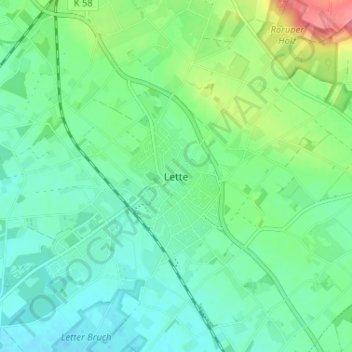 Lette topographic map, elevation, terrain