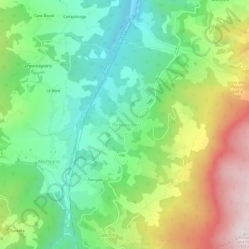 Romanoro topographic map, elevation, terrain