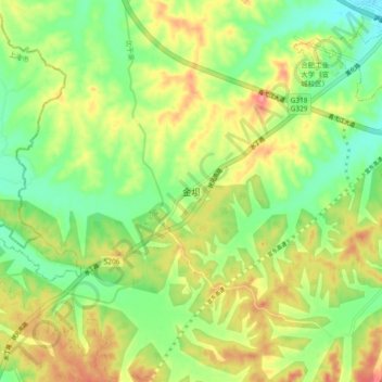 Jinba topographic map, elevation, terrain