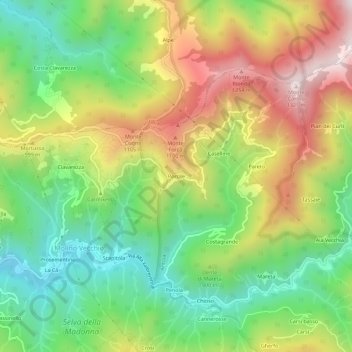 Porcile topographic map, elevation, terrain