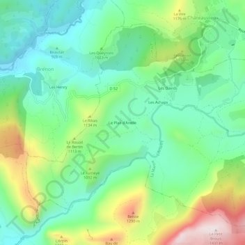 Le Plan d'Anelle topographic map, elevation, terrain