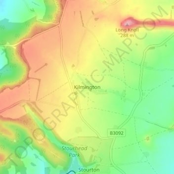 Kilmington topographic map, elevation, terrain