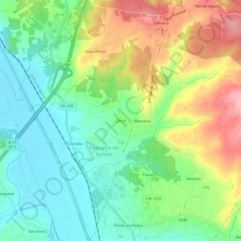 Carril topographic map, elevation, terrain