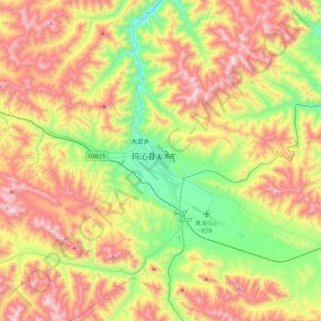 Golog Tibetan Autonomous Prefecture topographic map, elevation, terrain