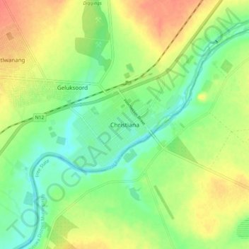 Christiana topographic map, elevation, terrain