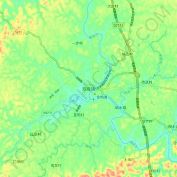 Guanyin topographic map, elevation, terrain