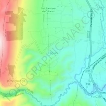 Olguín topographic map, elevation, terrain