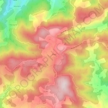 Cluac topographic map, elevation, terrain