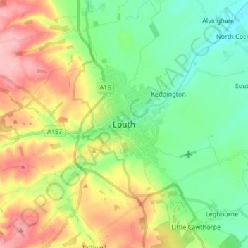 Louth topographic map, elevation, terrain