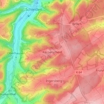 Kerperscheid topographic map, elevation, terrain