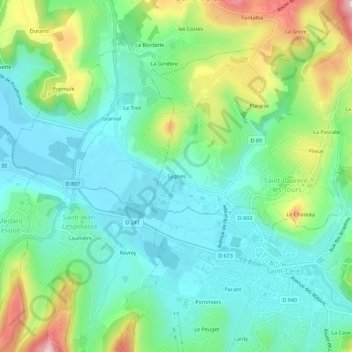Sagnes topographic map, elevation, terrain