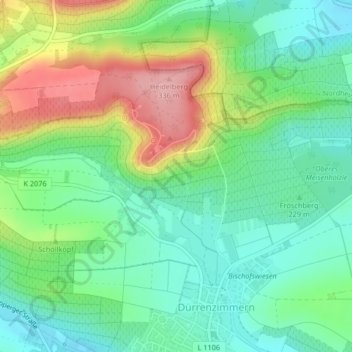 Feuer topographic map, elevation, terrain